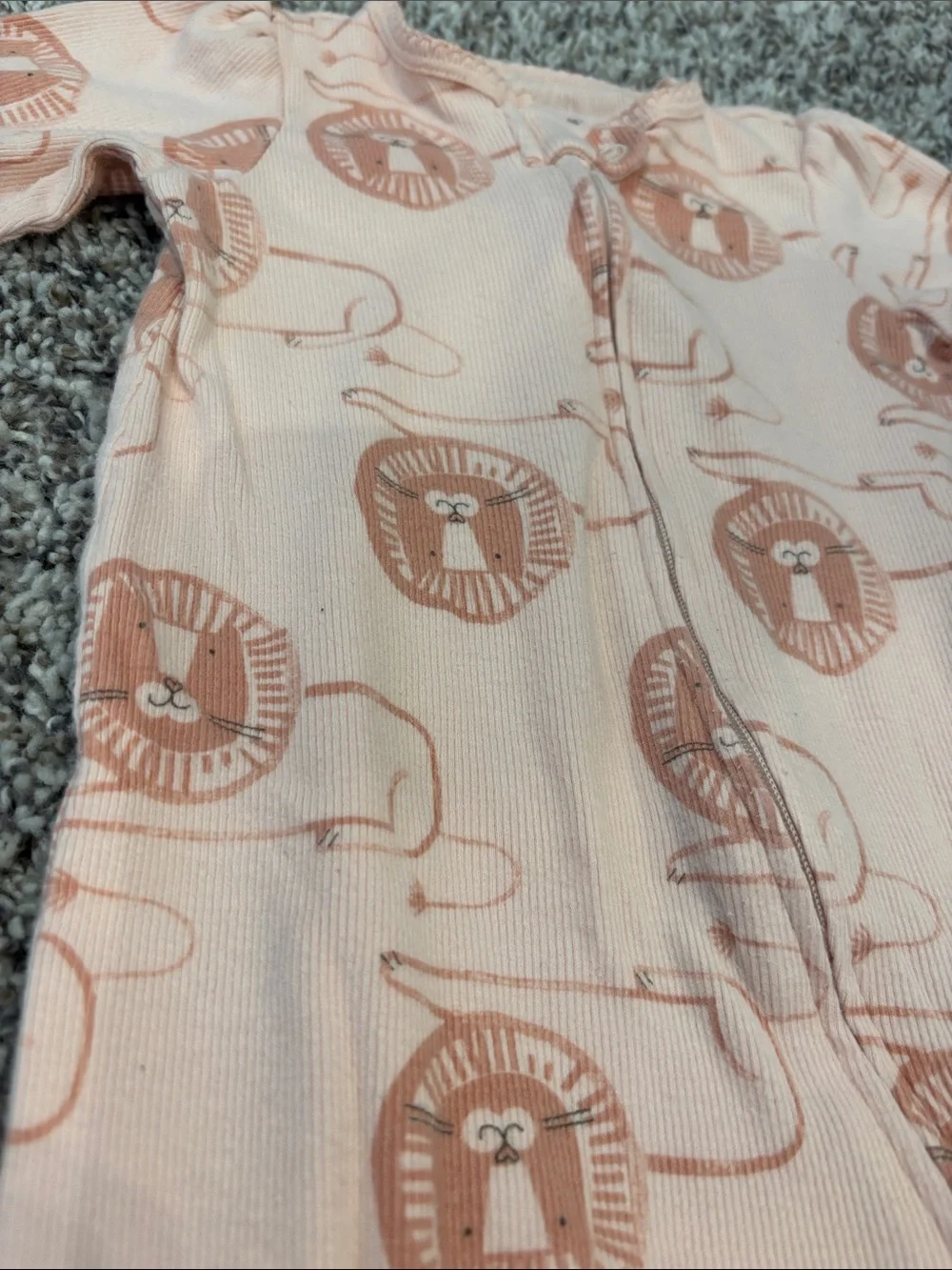 Carter's Peach Pink Lion Print Footed One-Piece